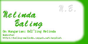 melinda baling business card